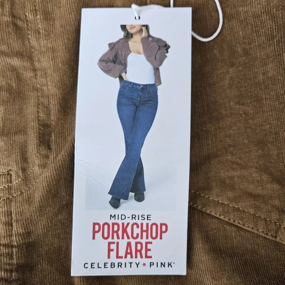 Celebrity Pink Porkchop Flare Corduroy Pants Camel Brown Mid Rise 21 / 35 - Picture 2 of 8